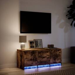 Berkfield Home TV Cabinet with LED Smoked Oak 97x34x40 cm Engineered Wood in Brown - Size: 97 x 34 x 40 cm - thumbnail 5