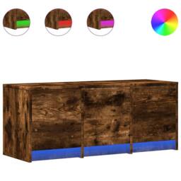Berkfield Home TV Cabinet with LED Smoked Oak 97x34x40 cm Engineered Wood in Brown - Size: 97 x 34 x 40 cm - thumbnail 3