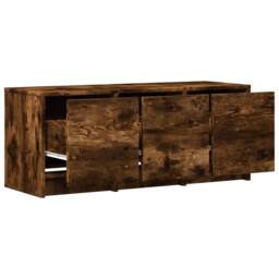 Berkfield Home TV Cabinet with LED Smoked Oak 97x34x40 cm Engineered Wood in Brown - Size: 97 x 34 x 40 cm - thumbnail 9