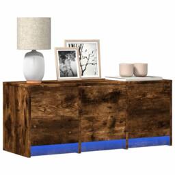 Berkfield Home TV Cabinet with LED Smoked Oak 97x34x40 cm Engineered Wood in Brown - Size: 97 x 34 x 40 cm - thumbnail 2