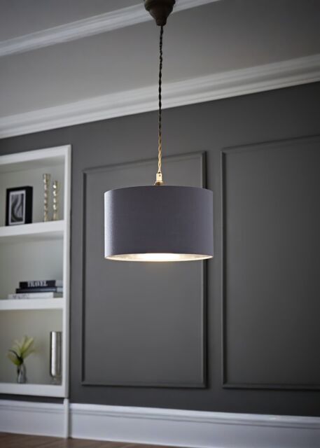 ValueLights Reni Pale Grey with Metallic Chrome Inner Easy Fit Ceiling Lamp Shade - Size: Small - image 1