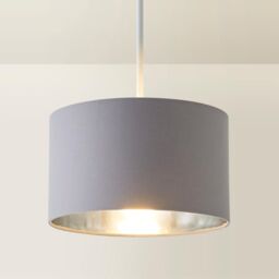 ValueLights Reni Pale Grey with Metallic Chrome Inner Easy Fit Ceiling Lamp Shade - Size: Small - thumbnail 3