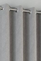 Enhanced Living 'Chester' Grey Herringbone Jacquard Eyelet Blackout Curtains Pair - Size: 117 cm width x 137 cm drop - thumbnail 2