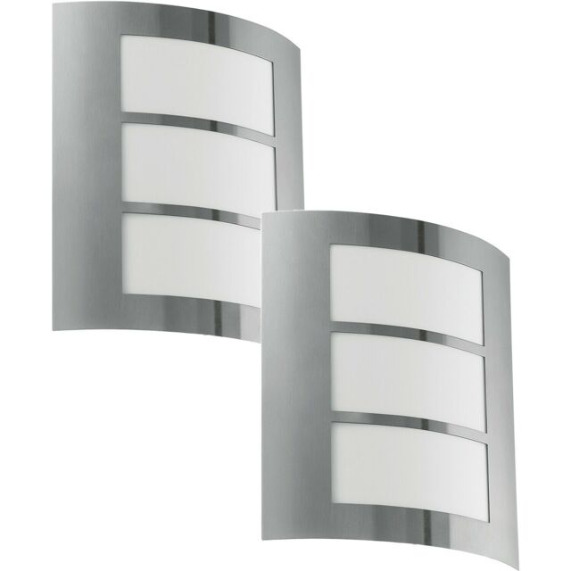 Loops 2 PACK IP44 Outdoor Wall Light Stainless Steel Modern 1x 60W E27 Porch Lamp in Metallics - image 1