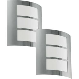Loops 2 PACK IP44 Outdoor Wall Light Stainless Steel Modern 1x 60W E27 Porch Lamp in Metallics
