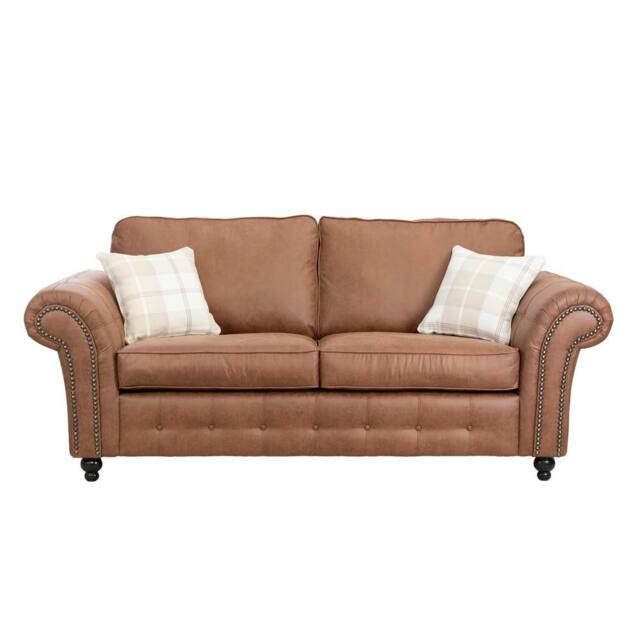 LUXURY LIFE Oakland Suede Fabric 3 Seater Sofa in Tan - image 1