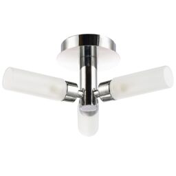 Happy Homewares Modern Chrome IP44 Rated Bathroom Ceiling Light with Tubular Glass Shades in Silver - thumbnail 2