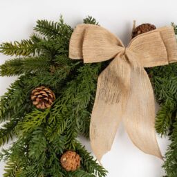 Scottish Everlastings Ltd 50cm Real Touch Half Wreath with Hessian Bow in Green - thumbnail 3