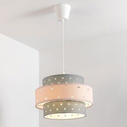 CGC Lighting 'Starlight' Grey & Pink Star Two Tier Easy Fit Lamp Shade in Baby Pink - thumbnail 2