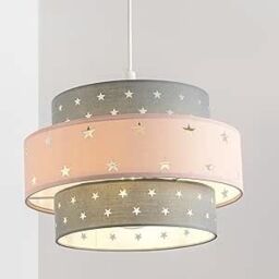 CGC Lighting 'Starlight' Grey & Pink Star Two Tier Easy Fit Lamp Shade in Baby Pink - thumbnail 1