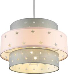CGC Lighting 'Starlight' Grey & Pink Star Two Tier Easy Fit Lamp Shade in Baby Pink - thumbnail 5