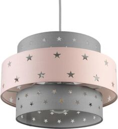CGC Lighting 'Starlight' Grey & Pink Star Two Tier Easy Fit Lamp Shade in Baby Pink - thumbnail 6