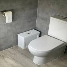 VOGREX Slimline Wooden Bathroom Storage Toilet Roll Paper Cabinet in White - thumbnail 3