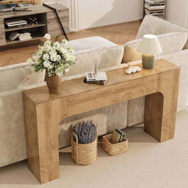 VOGREX Long Console Table Wooden Sofa Table in Brown - image 1