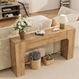 VOGREX Long Console Table Wooden Sofa Table in Brown