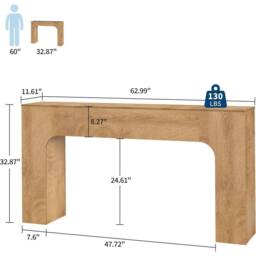 VOGREX Long Console Table Wooden Sofa Table in Brown - thumbnail 2