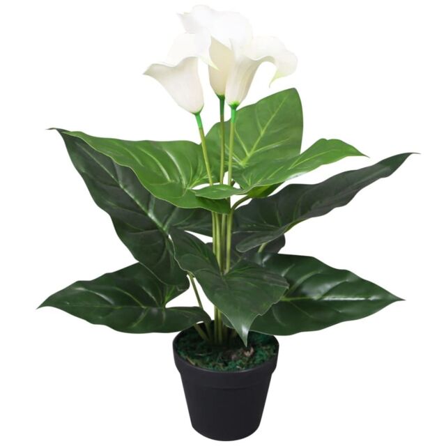 Berkfield Home Artificial Calla Lily Plant with Pot 45 cm White - image 1