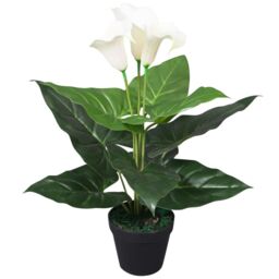 Berkfield Home Artificial Calla Lily Plant with Pot 45 cm White - thumbnail 1