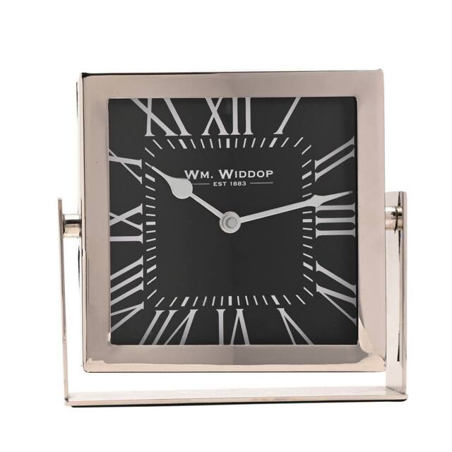 WILLIAM WIDDOP Silver Square Mantle Clock Small - image 1