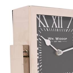 WILLIAM WIDDOP Silver Square Mantle Clock Small - thumbnail 4