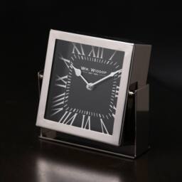 WILLIAM WIDDOP Silver Square Mantle Clock Small - thumbnail 7