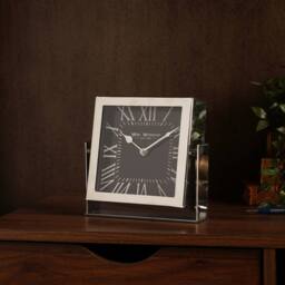 WILLIAM WIDDOP Silver Square Mantle Clock Small - thumbnail 2