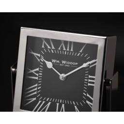 WILLIAM WIDDOP Silver Square Mantle Clock Small - thumbnail 6