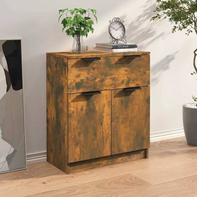Berkfield Home Sideboard Smoked Oak 60x30x70 cm Engineered Wood in Brown - Size: 60 x 30 x 70 cm - image 1
