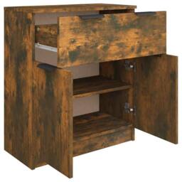 Berkfield Home Sideboard Smoked Oak 60x30x70 cm Engineered Wood in Brown - Size: 60 x 30 x 70 cm - thumbnail 7