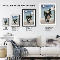 Artery8 Yoshitoshi Fukami Jikyu Vintage Japanese Ukiyo-e Framed Wall Art Print in Blue - Size: A4 - thumbnail 3
