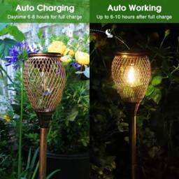 Havendro 1 Pack Solar Stake Lights Garden Outdoor Vintage Lamp NEW in Metallics - thumbnail 5