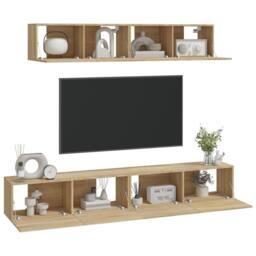 Berkfield Home Classic 4 Piece TV Cabinet Set Sonoma Oak Engineered Wood in Tan - thumbnail 7