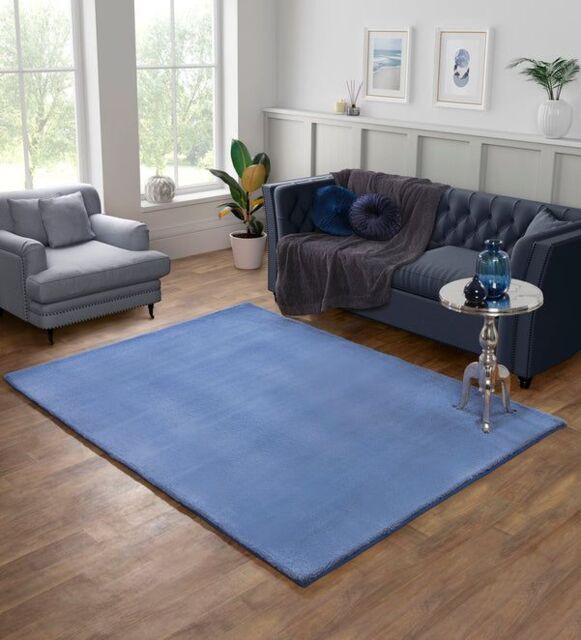 The Linen Consultancy TLC 5 Star Hotel Concept Tipped Luxury Faux Fur Blue Rug - Size: 80 cm x 150 cm - image 1