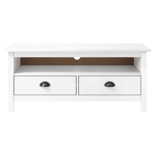 Berkfield Home TV Cabinet Hill White 110x40x47 cm Solid Pine Wood - Size: 110 x 40 x 47 cm - image 1