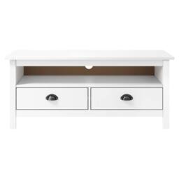 Berkfield Home TV Cabinet Hill White 110x40x47 cm Solid Pine Wood - Size: 110 x 40 x 47 cm