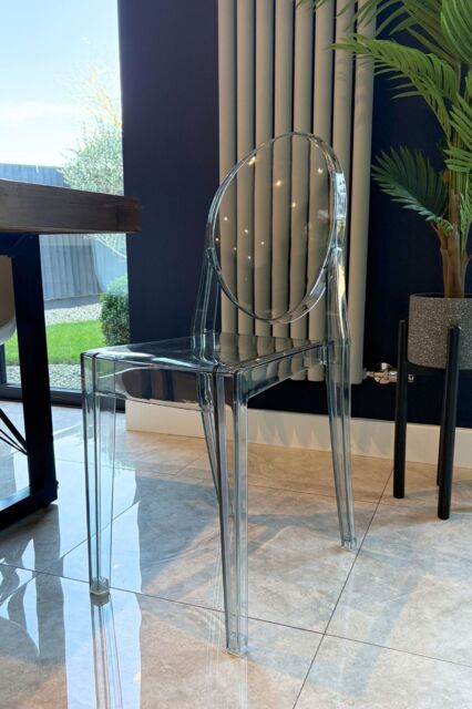 Fusion Living Ghost Style Plastic Victoria Dining Chair in Grey - image 1