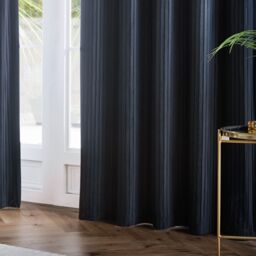 Paoletti Corinthian Velvet Room Darkening Eyelet Curtain Pair in Dark Blue - Size: 168 cm width x 137 cm drop - thumbnail 5