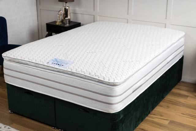 UK Bed Furniture Richmond Pillowtop 3000 Pocket in White - Size: Single - image 1