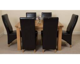 Thats Furniture Richmond 140-220cm Oak Extending Dining Table & 6 Lola Leather Chairs in Black - thumbnail 2