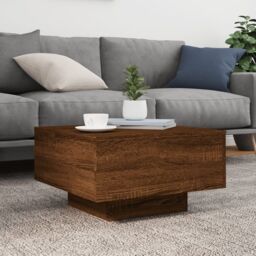 Berkfield Home Coffee Table with LED Lights Brown Oak 55x55x31 cm - Size: 55 x 55 x 31 cm - thumbnail 5