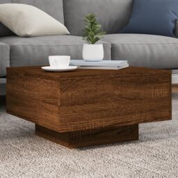 Berkfield Home Coffee Table with LED Lights Brown Oak 55x55x31 cm - Size: 55 x 55 x 31 cm - thumbnail 1
