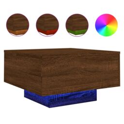 Berkfield Home Coffee Table with LED Lights Brown Oak 55x55x31 cm - Size: 55 x 55 x 31 cm - thumbnail 2