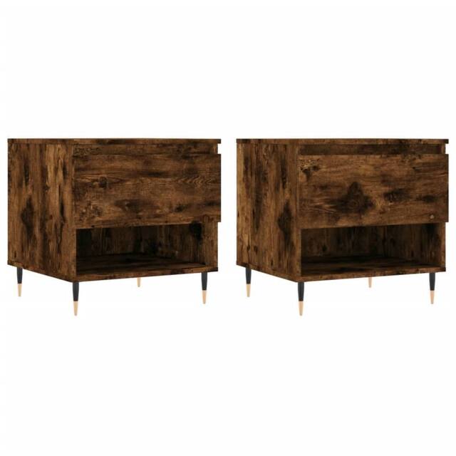 Berkfield Home Coffee Tables 2 pcs Smoked Oak 50x46x50 cm Engineered Wood in Brown - Size: 50 x 46 x 50 cm - image 1