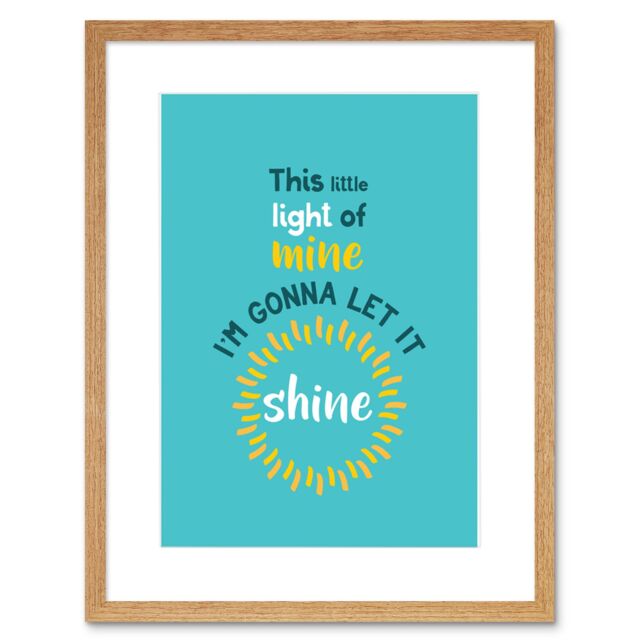 "Artery8 Wall Art Print Kids Little Light of Mine Shine Framed in Beige - Size: W7"" x H9""" - image 1