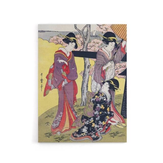 "Artery8 Cherry Blossom Viewing Gotenyama Canvas Wall Art Print Kitagawa in Purple - Size: W18"" x H24""" - image 1