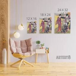 "Artery8 Cherry Blossom Viewing Gotenyama Canvas Wall Art Print Kitagawa in Purple - Size: W18"" x H24""" - thumbnail 4