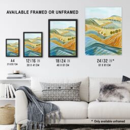"Artery8 Rolling Hills of Yorkshire England Landscape Soft Framed Art Print - Size: W12"" x H16""" - thumbnail 3
