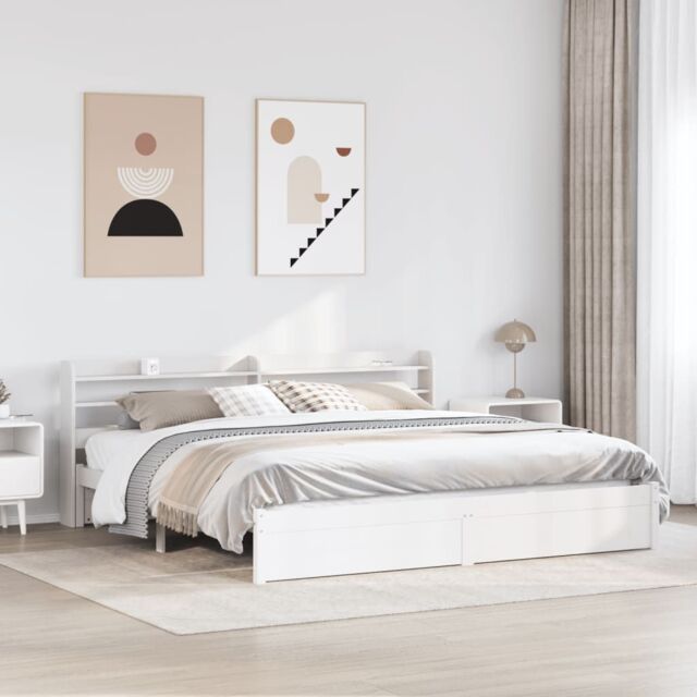 Berkfield Home Bed Frame with Headboard without Mattress White 180x200 cm Super King - image 1
