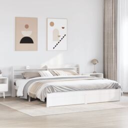 Berkfield Home Bed Frame with Headboard without Mattress White 180x200 cm Super King - thumbnail 1