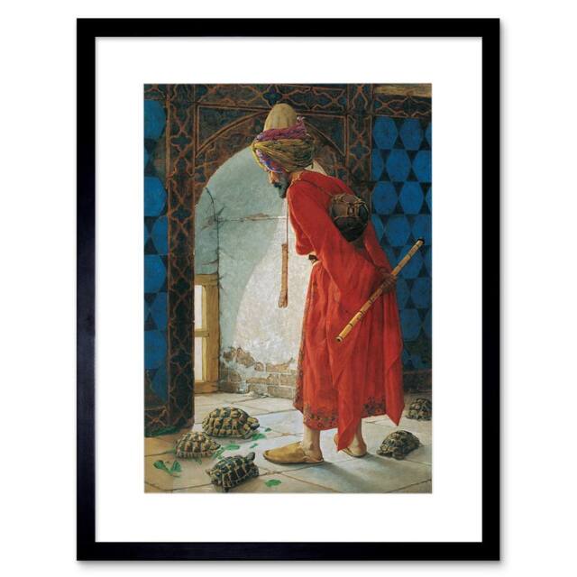 "Artery8 Painting Osman Hamdi Bey Tortoise Trainer Old Master Framed Art Print in Red - Size: W12"" x H16""" - image 1